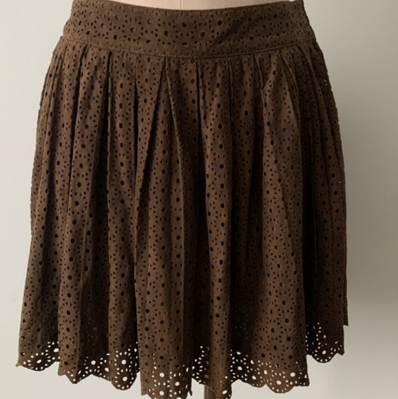 Fossil London 😎Laser Cut Leather Mini Skirt Small - Picture 2 of 4